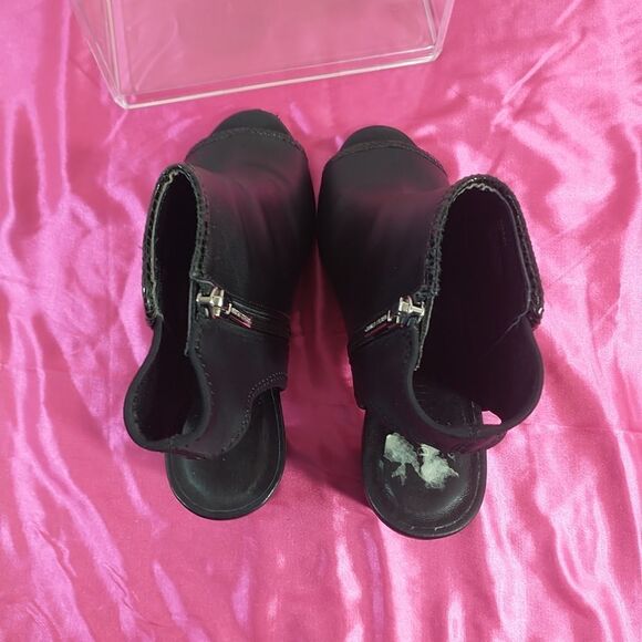 Donald J Pliner INKA Women's SZ 8M Black Leather Open Toe Zip Bootie. - Picture 5 of 10